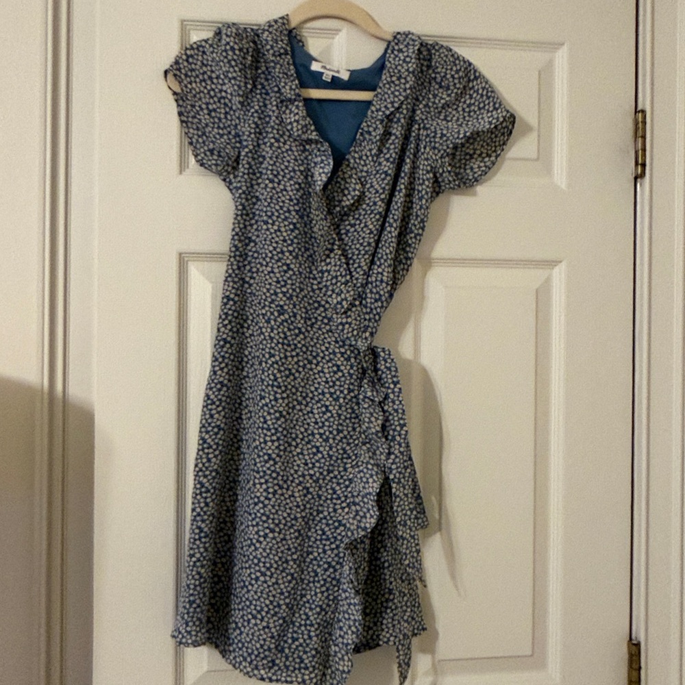 Madewell Blue Floral Midi Dress